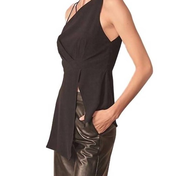 NWT Allen Schwartz Alice one shoulder black top sizes 6 and 10 - Picture 2 of 3